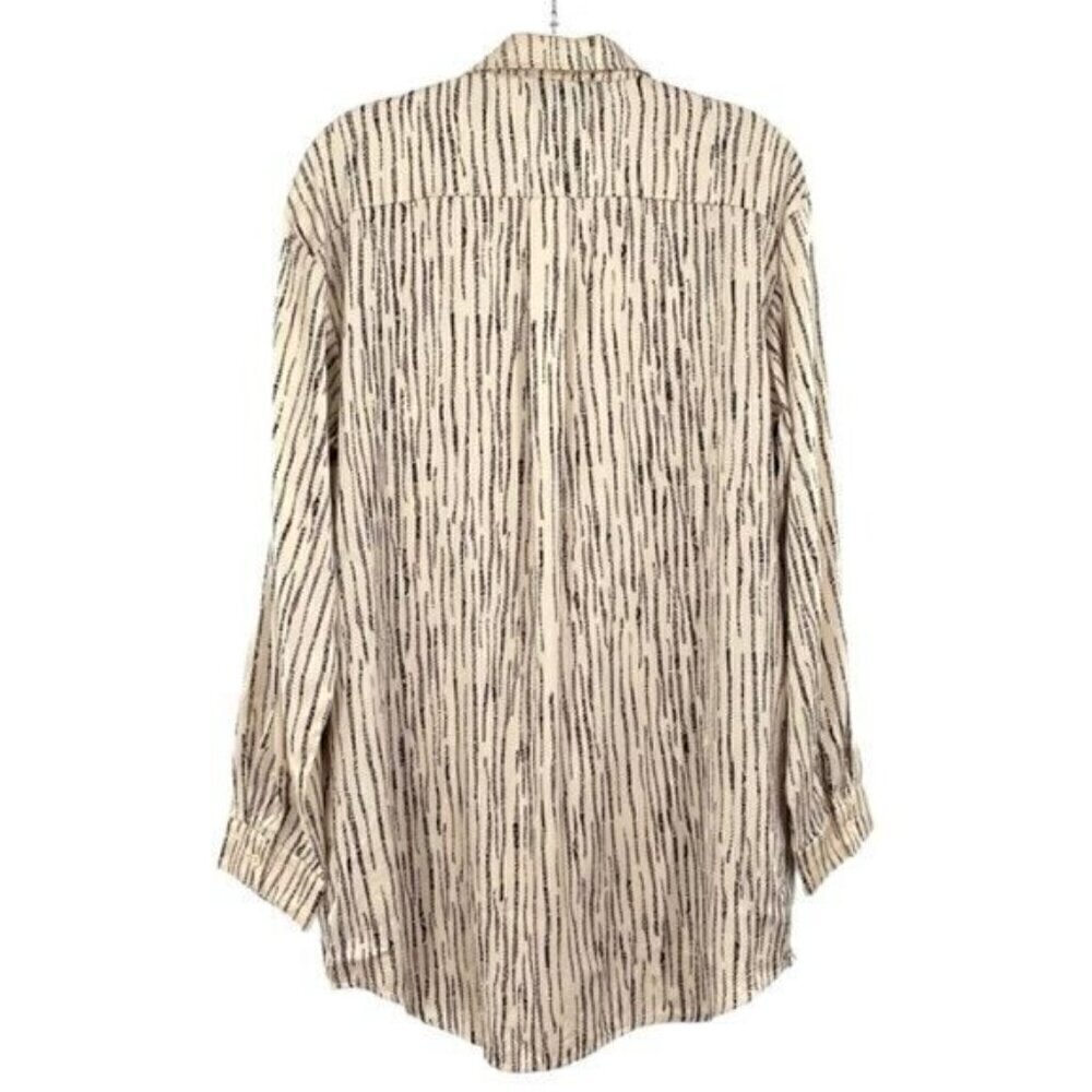 Kittenish Cream Oversized Button Down Satin Tunic Blouse New - Picture 7 of 11